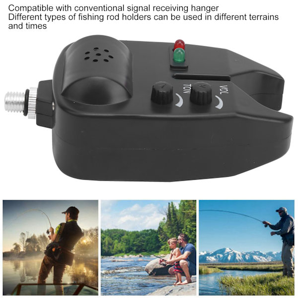 Fiskebete Alarm LED-indikator Ljudlig Visuell Larm Justerbar Volym för EU-stil Spöhållare