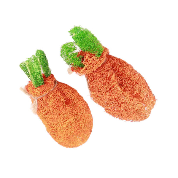 2 st Kanin Morot Tuggleksak Tandrengöring Luffa Kaninleksaker med Snöre för Kanin Hamster