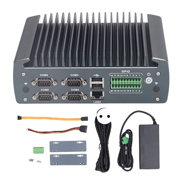 Mini PC 4-kärnig 4-trådig GPIO COM USB DP HD-port Fläktlös Industriell Mini-dator 100‑240V EU-kontakt