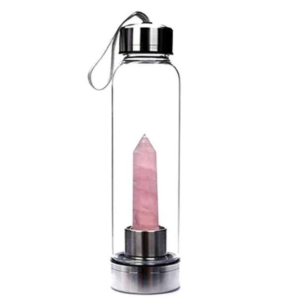 Avtagbar naturlig kristall ädelstensglasflaska, 6,6*6,6*24cm