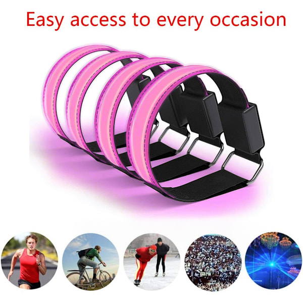 Reflekterande löparutrustning för ökad synlighet, LED-armband med uppladdningsbart batteri och 3 ljuslägen, lättviktigt justerbart för jogging