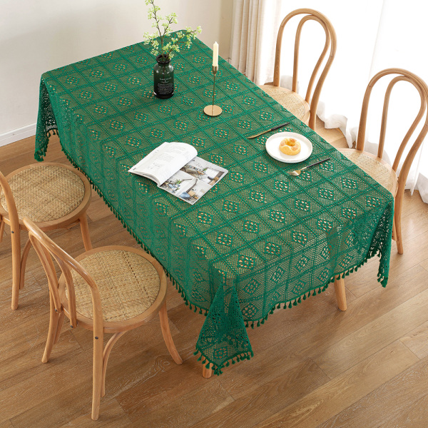 Köp Spets tofsar rektangel fyrkantig bordsduk bröllop middag dekor Grön  140x200cm(55.12x78.74") | Fyndiq