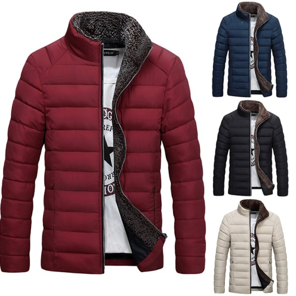 Köp Herr Cardigan Zipper Plus Fleecefodrad Jacka Sherpa Fleece Top Blå M |  Fyndiq