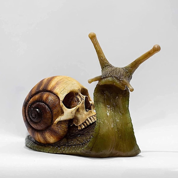 Gotisk Halloween Skalle Snigel Resin Skulptur för Utomhus Trädgårdsdekoration och Heminredning