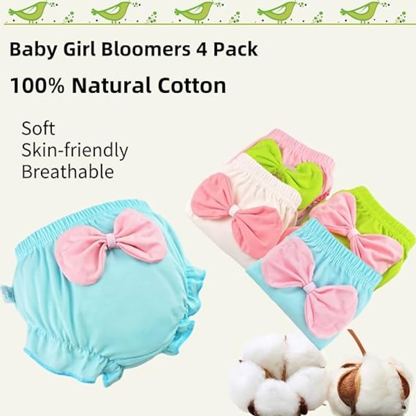 Bow Knot bleietrekk - Baby Bloomers, Småbarn jenter bleietrekk, bomullstruser (5 stykker, tilfeldig farge, 0-1 år gammel)