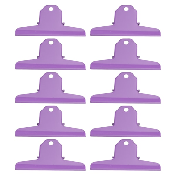 10 stk. Metal Binder Clips, Multifunktionel Elektroplateret Rustfri Store Papirklemmer til Kontor Skole - Lilla