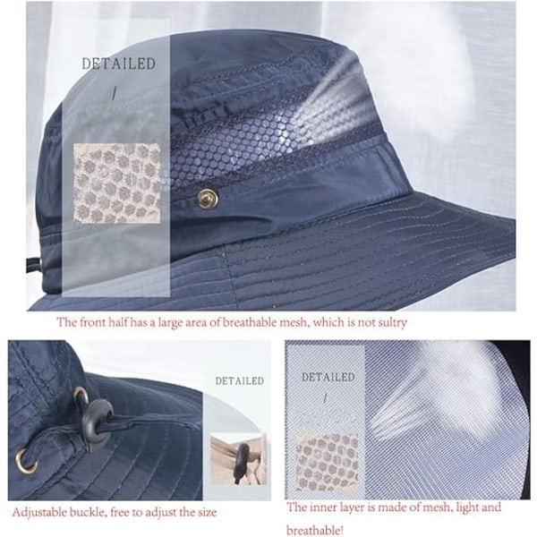 Solhatt Herre Kvinner Vandring Safari Cap Utendørs Sammenleggbar Sommerbøttehatt Anti UV Fisherman Hat(A)