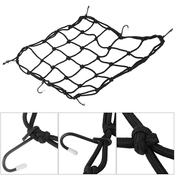 Motorcykel- og cykelbagagenet med 6 kroge - Holdbart mesh-net til sikker opbevaring