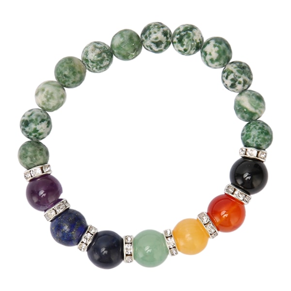 Chakra Armband Elastiskt Snöre Stressavlastning Avslappnande Tätt Ansluten Pärlarmband för Meditation Fest Healing Grön