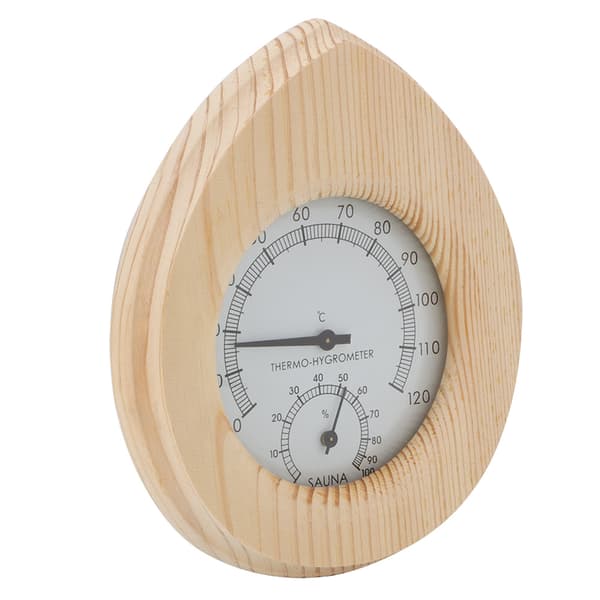 Dråbeformet 2 I 1 Træ Termo Hygrometer til Sauna og Dampbad Tilbehør