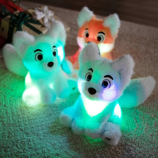 【02】Glow Fox Lysende Tøjdyr LED Natlys Ræv Blødt Plyslegetøj Blue Fox