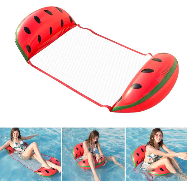 Vattenmelon , uppblåsbar flytande hängmatta Flerfunktionssäng 4 i 1 simhängmatta (sadel, solstol, jolle, hängmatta), läcksäkert munstycke, sol