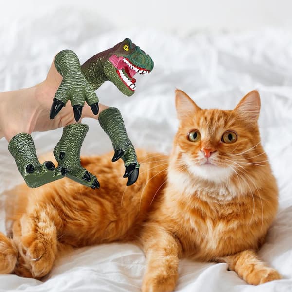 4-pakning Dinosaur Fingerdukker Vinyl Badeleker for Barn