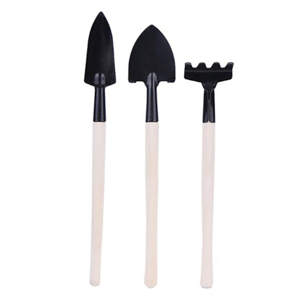 PCS/set Mini Trädgårdshandsverktygssats Växtträdgård Träskaft Spade Skovla Rake Trowel Trädgårdsverktyg
