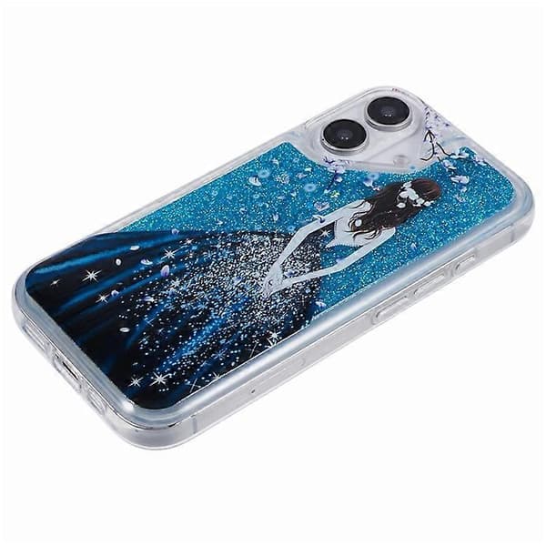 Compatible with iPhone 16 Plus Case Liquid Quicksand Pattern Soft TPU Back Cover Blue