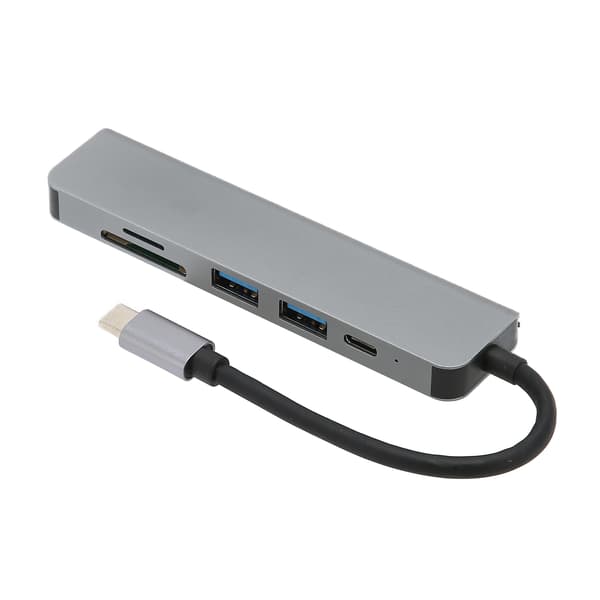6 i 1 USB C Dockingstation i aluminiumslegering til bærbar computer Multifunktionel udvidelsesdock