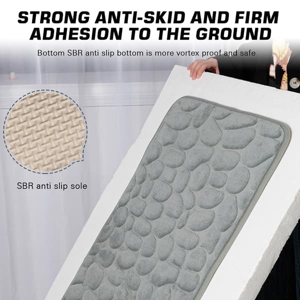 Supermyk Pebble Mat Memory Foam Teppe Absorberende Sklisikkert Teppe for Bad Light Blue 50x80cm