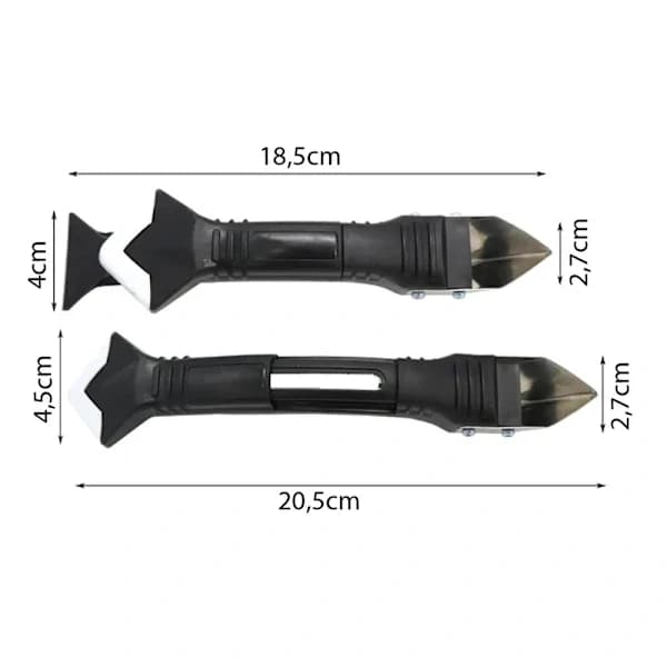 Caulking Removal and Smoothing Tool Kit with 5 Replaceable Tips, Scraper, and Spatula for Kitchen and Bathroom, Black 20.5 cm