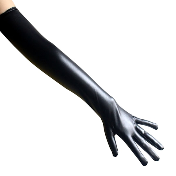 Cosplay Handsker Faux Laklæder Elastisk Forhindrer Glidning Mode Lange Handsker til Performance Sort
