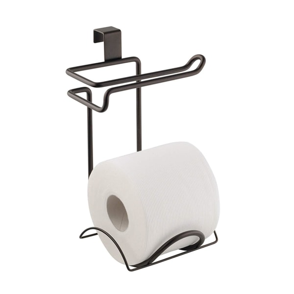 Dubbellagers toalettpappershållare -Svart, hängkrok Rullpappershållare Förvaringsställ Rullhållare Ingen borrning Pappershandduksförvaring för badrum