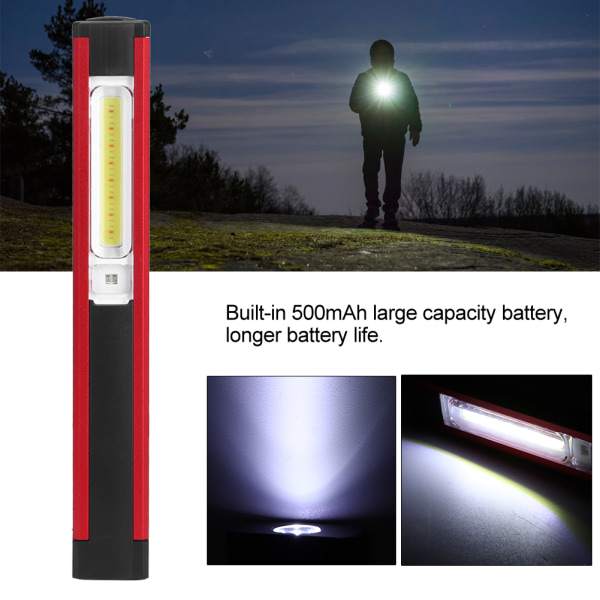 USB-uppladdbar COB-magnetlampa för utomhusbruk - Nödlampa med vitt och rött ljus