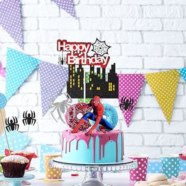 Spiderman Cake Toppers 9 kpl Syntymäpäiväkakun päällysteet Supersankarijuhlakoristeet Spiderman One Cupcake Topper juhlatarvikkeet