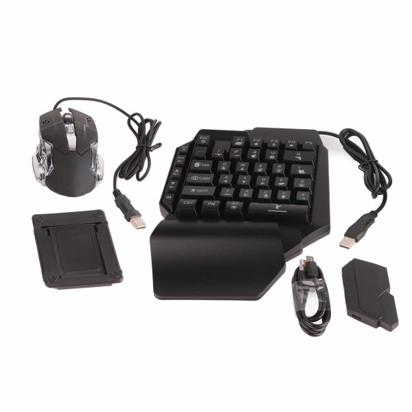Portabel Mini Speltangentbord Mus USB RGB Handledsstöd Halv Hand 35 Tangenter Tangentbord Mus med Konverterare för Android för IOS
