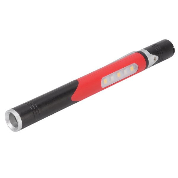 USB-laddningsbar ficklampa med 3 LED-ljuskällor och klämma - mångsidig verktyg för reparationer och medicinskt bruk (röd)