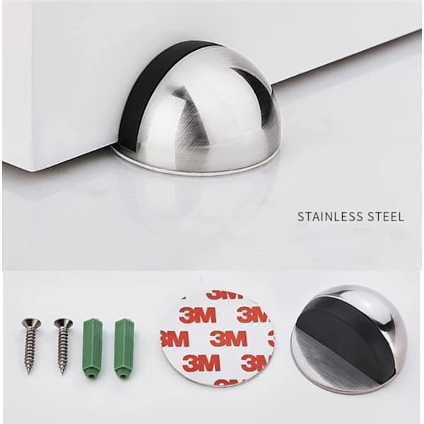 [Sett med 4] Dørstopper i rustfritt stål og baffelklistremerker