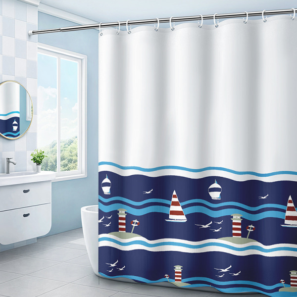 180 x 200 cm duschdraperi med 12 krokar Snabbtorkande (båt), maskintvättbart vattentätt polyestertyg, badrumsgardiner