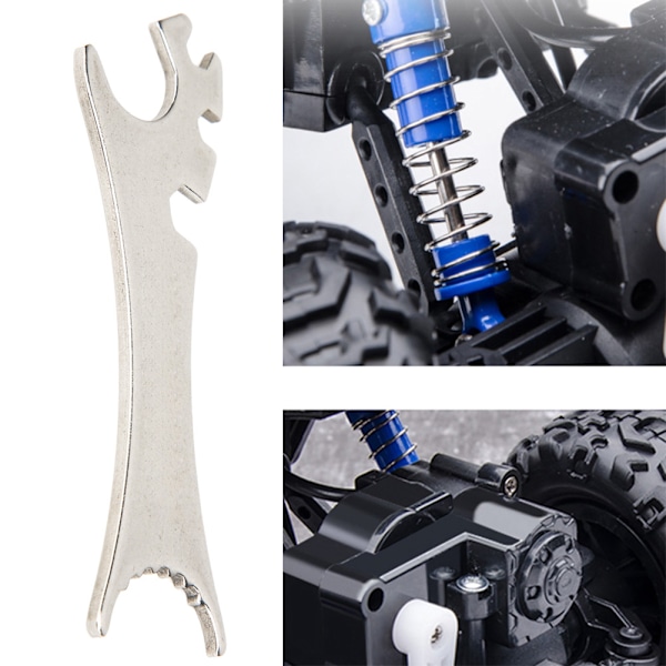Metall Multifunksjonsnøkkel Passer for TRAXXAS-REVO e S Summit 1/10 RC Bil Dempere Verktøy (Sølv)