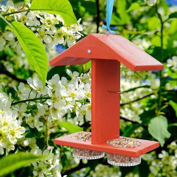 【02】fuglefoderbræt til udendørs fodringsstation til oriole vejrbestandig dobbeltkopper fuglefoderbræt til have terrasse dæk balkon
