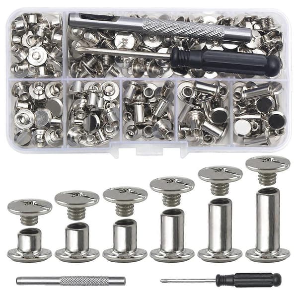 【bt02】Chicago Screw Leather Rivets Assorted Screw Rivets M5 Chicago Binding Screws for Decorating PU Crafts Silver
