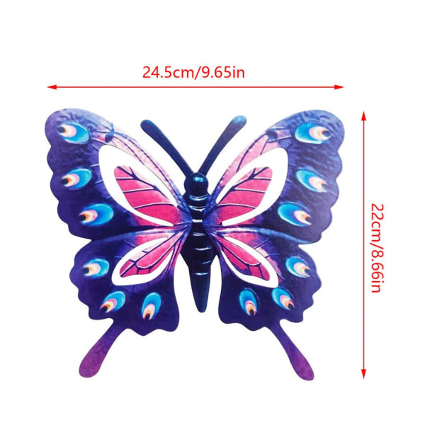 1 kpl sisäpihan metallinen perhoskoristelu puutarhakoristeeksi ontto perhonen pinkki 24,5X22cm