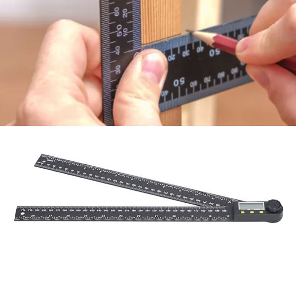 Elektronisk vinkellinjal LCD digital display gradskiva med batteri 0‑300 mm 0‑360 grader