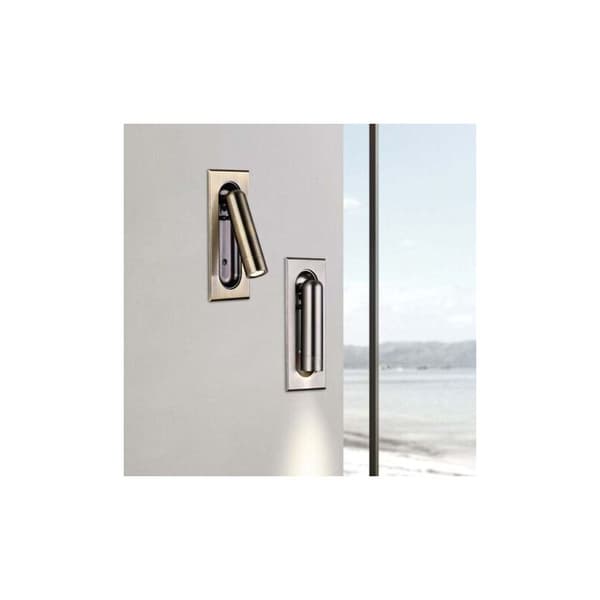 Reading Lamp with Hidden Switch, Hotel Project, Recessed Wall Light, 3W LED Bedside Lamp, Warm Light 3000K A Grey