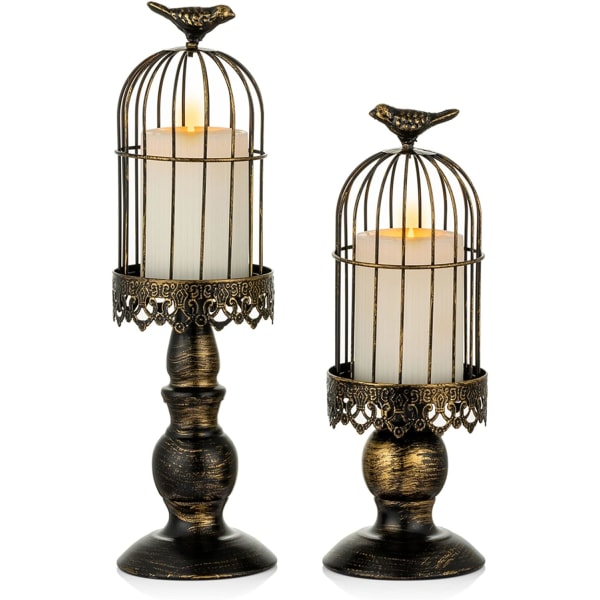 Boujoir lintuhäkki kynttilänjalka Vintage koriste häät koristeelliset kynttilänjalat hääpöytiin, nuhjuinen tyylikäs takorauta veistetty kynttilänjalka koristeena
