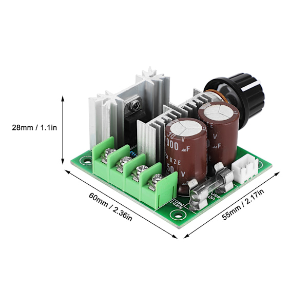 PWM-styring for DC-motorer - 10A justerbar hastighetskontrollmodul for 12V til 40V systemer