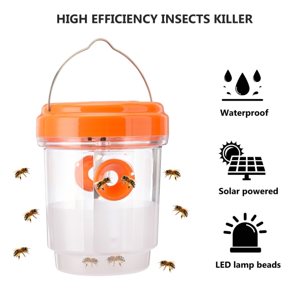 Solar LED-lampe perle vepsefanger insektfelle- W