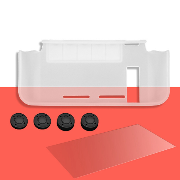 Integrerat Transparent TPU-skal med kortspår + Knappar + Skyddsfilmset för Switch