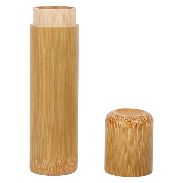 1 stycke rund bärbar handgjord naturlig bambu teförvaringsburk (2,5 x 12 cm)