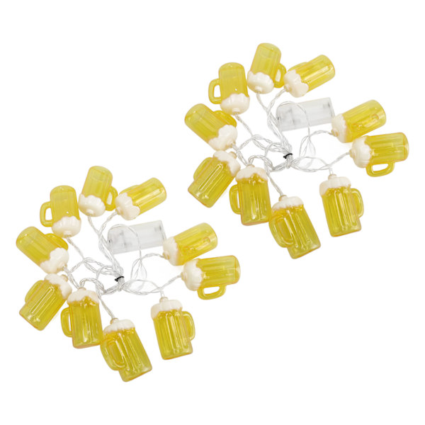 2-pack 6,5 fot LED-ljuskedjor med ölmotiv och 10 lampor - Festlig in- och utomhusdekoration för helgdagar och fester