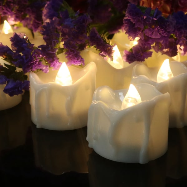 12 LED flammeløse stearinlys fyrfadslys elektrisk belysning til julefødselsdag bryllup dekoration - varmt lys