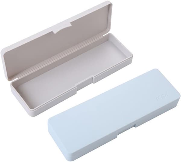 [02]Pencil Case Plastic Pencil Box - 4 Pack Hard Pencil Case Crayon Box with Snap Lid Plastic Pencil Box Stackable Desi