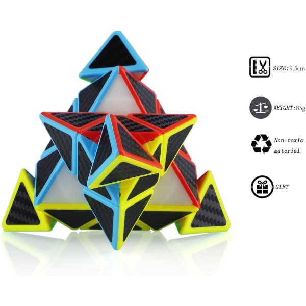 Triangle Pyramid Speed ​​​​Cube 3x3x3, Magic Cube Spesialkonkurranse Ultra Fast Cube-klistremerke Karbonfiber Perfekt gave til barn og voksne
