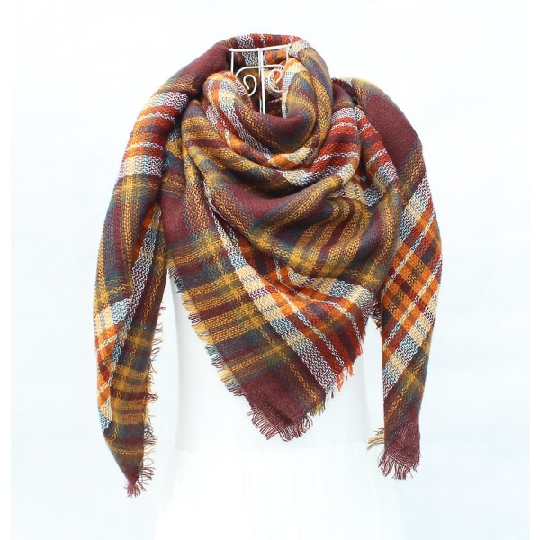 Kvinnors varm scarf fyrkantig sjal Stripe Pläd Scarf