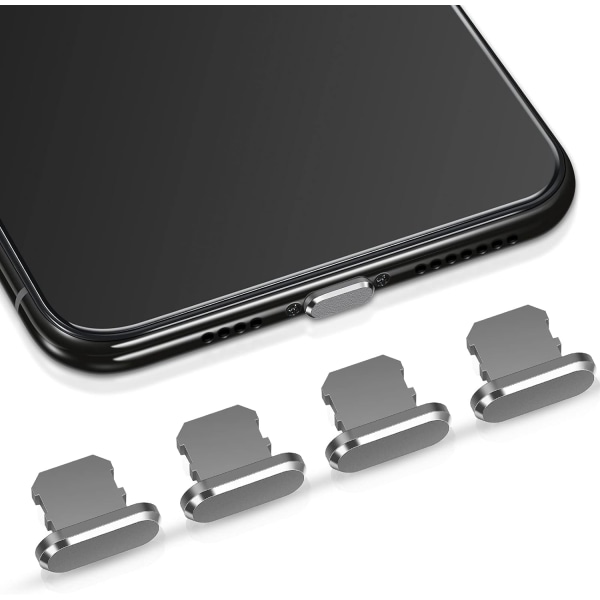(Grå) 4 dammpluggar kompatibla med iPhone 11, 12 Anti-dammladdningsskydd Kompatibel med iPhone 11, 12, Pro, Max/X/XS/XR, 7, 8 Plus, iPad Mini/Ai