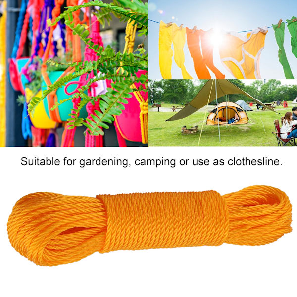 20m Nylon Reb/Line/Snøre Tøjline Have Camping Udendørs (Orange)