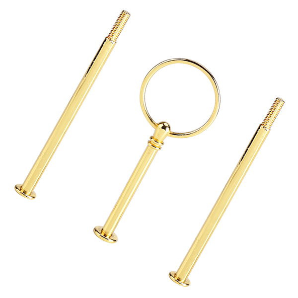 3-lags Rund Gylden Kageholder med Håndtag - Multi-lags Frugtfad og Hardware Montering Holder