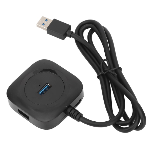 USB 3.0 Hub Svart Høy Strømforsyning 4 Porter Samtidig Bruk Stabil Langvarig for Underholdning Kontor
